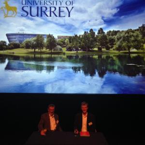 Sir Mike Aaronson (left) moderates Questions and Answers with Dr Alan Channer (right) after the film screenings. 