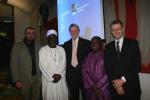 Bill Cash, MP, with Imam Muhammed Ashafa and Pastor James Wuye and the film's producer, Dr Imad Karam (left) and director, Dr Alan Channer (right)